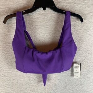Bar III Women's Micro Rib Sling Bandeau Purple Bikini Swim Top Size L NWT 9991